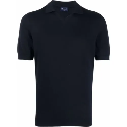 Navy Polo Shirt Fine Knit , male, Sizes: M, S - Drumohr - Modalova