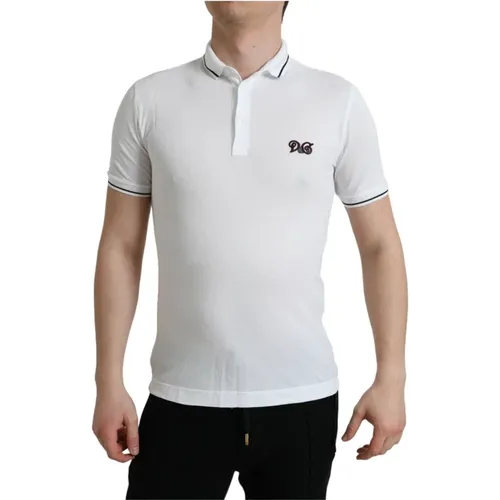 Weißes Logo Polo T-shirt - Dolce & Gabbana - Modalova