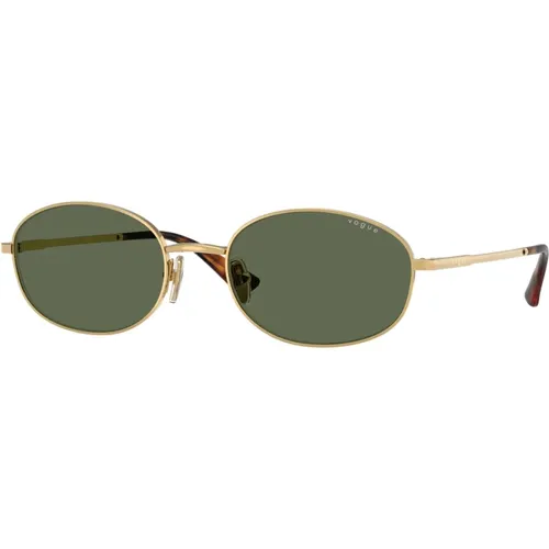 Bold Oval Sunglasses with Dark Green Lenses , unisex, Sizes: 56 MM - Vogue - Modalova