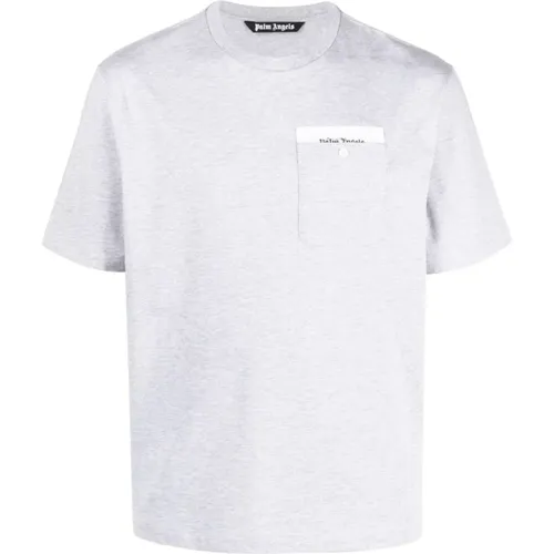 Heather Grey Sartorial Tape Crew Neck T-shirt , male, Sizes: S - Palm Angels - Modalova