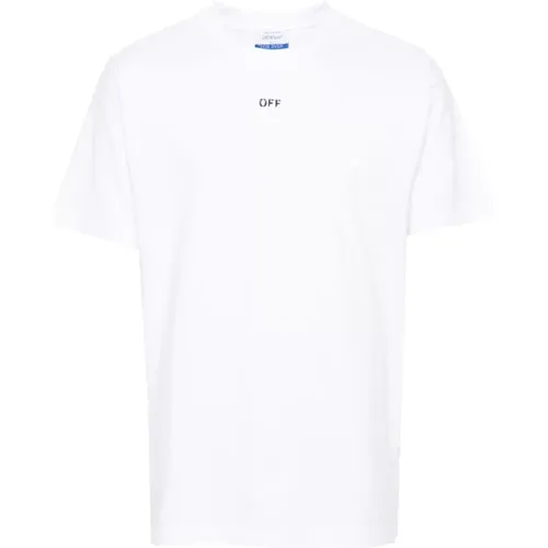 Off , Logo Print Crew Neck T-shirt , Herren, Größe: L - Off White - Modalova