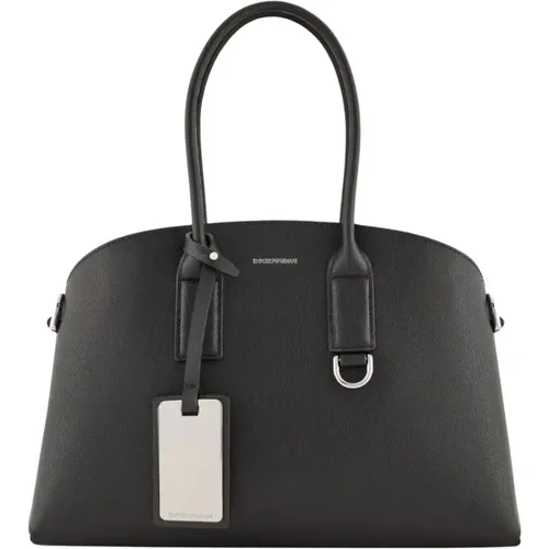 Schwarze Lederhandtasche mit verstellbarem Riemen - Emporio Armani - Modalova