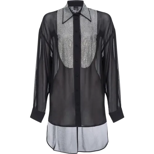 Rhinestone Georgette Shirt , female, Sizes: 2XS - pinko - Modalova