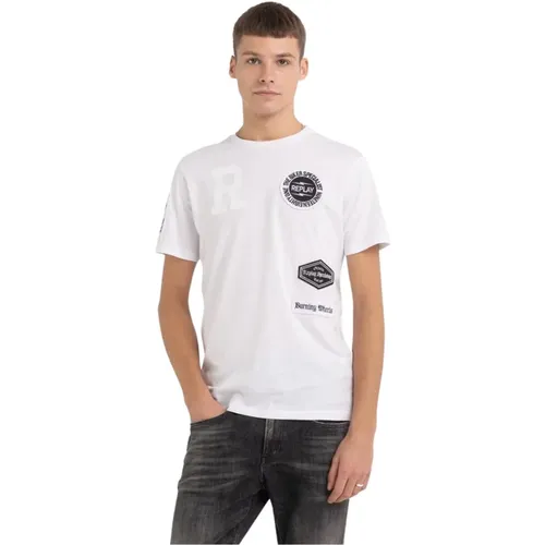 Fantasy Short Sleeve T-Shirt , male, Sizes: L, XL - Replay - Modalova