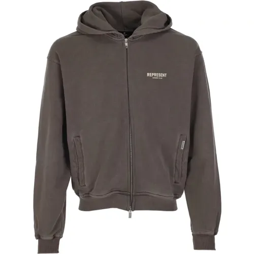 Club Zip Hoodie Strickstil , Herren, Größe: L - REPRESENT - Modalova