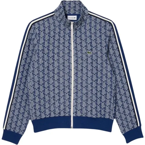 Blauer Monogramm Reißverschluss-Sweatshirt , Herren, Größe: M - Lacoste - Modalova