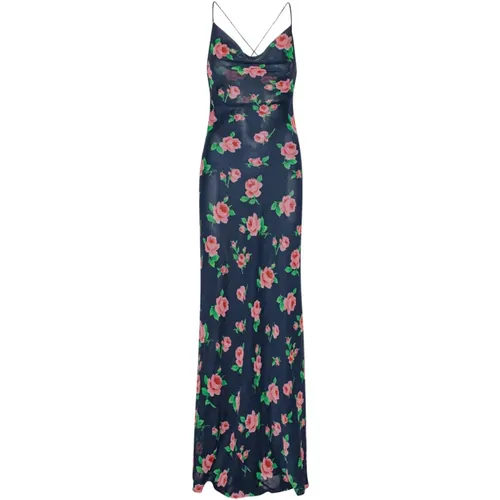 Chiffon Maxi Slip Dress - Shining Rose / Midnight Navy , female, Sizes: M, S, XS - Rotate Birger Christensen - Modalova