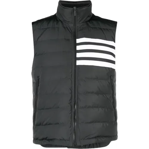 Grey Stripe-Detail Padded Gilet Jacket , male, Sizes: 2XL, XL, L - Thom Browne - Modalova