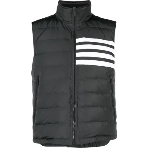 Grey Stripe-Detail Padded Gilet Jacket , male, Sizes: L - Thom Browne - Modalova