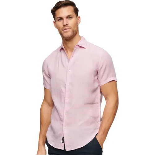 Short Sleeve Linen Shirt Slim Fit , male, Sizes: M, L, XL, S - Superdry - Modalova