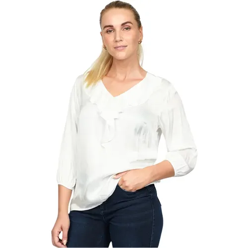 Off- Bluse mit Gerüschtem V-Ausschnitt , Damen, Größe: XL - 2-Biz - Modalova