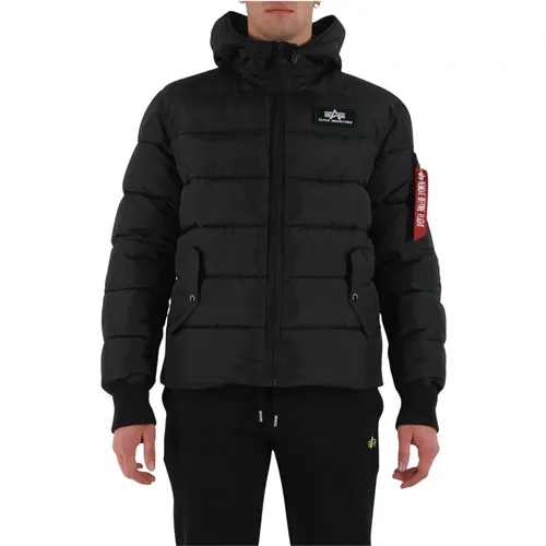 Hooded Puffer Jacket with Zip Closure , male, Sizes: M, L - alpha industries - Modalova