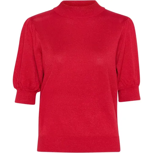 Roter Rollkragenpullover mit Puffärmeln - Kaffe - Modalova