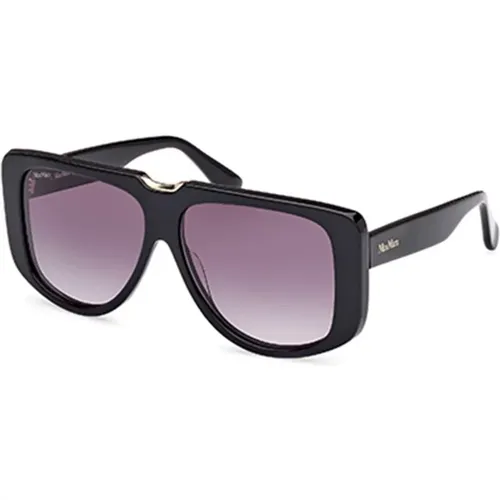 Stilvolle Sonnenbrille in Schwarz und Grau,Braun/Havana Sonnenbrille mit Zubehör,MM0075 01B Sungles - Max Mara - Modalova