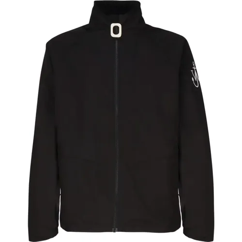 Schwarze Jacke mit Logo-Print,Sportliche Track Jacke,Sportlicher Schwarzer Reißverschlussmantel mit Logo-Print - JW Anderson - Modalova
