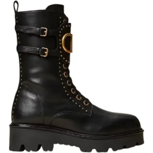 Leather Boots Rivets - 39 , female, Sizes: 6 UK, 3 UK - Twinset - Modalova