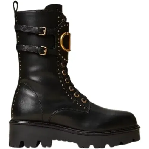 Leather Boots Rivets - 39 , female, Sizes: 6 UK - Twinset - Modalova