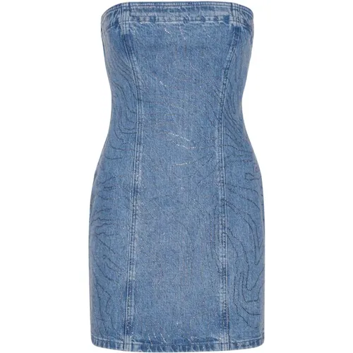 Strass Denim Kleid - Hellblau - Rotate Birger Christensen - Modalova