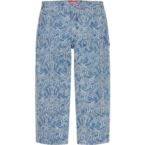 Jacquard Denim Malerhose Blau - Supreme - Modalova