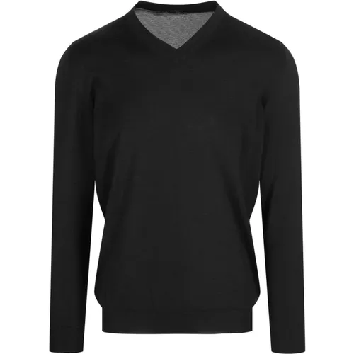 Seide Kaschmir V-Ausschnitt Pullover Anthrazit - Kiton - Modalova