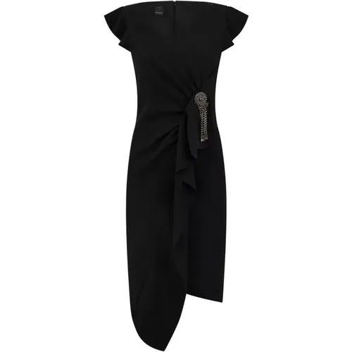 Midi Dress with V-Neck , female, Sizes: XS - pinko - Modalova