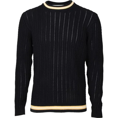 Blau/Gelbe Baumwoll-Crew-Neck-Sweatshirt , Herren, Größe: L - Golden Goose - Modalova