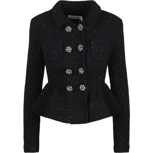 Pailletten Peplum Jacke mit Tweed-Konstruktion - Self Portrait - Modalova