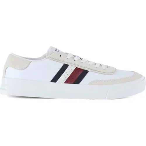 Leder-Sneakers mit RWB-Akzenten , Herren, Größe: 44 EU - Tommy Hilfiger - Modalova