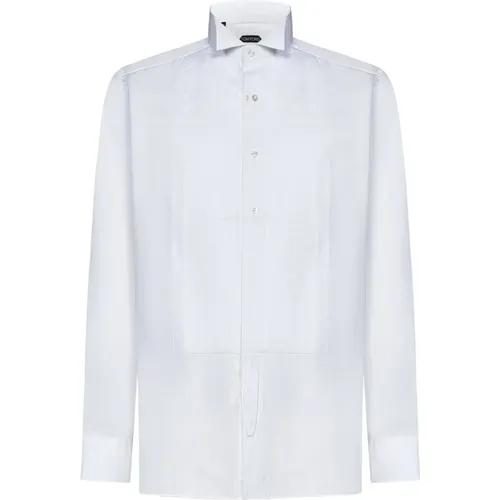 Weiße Seidenmischung Tuxedo Hemd - Tom Ford - Modalova