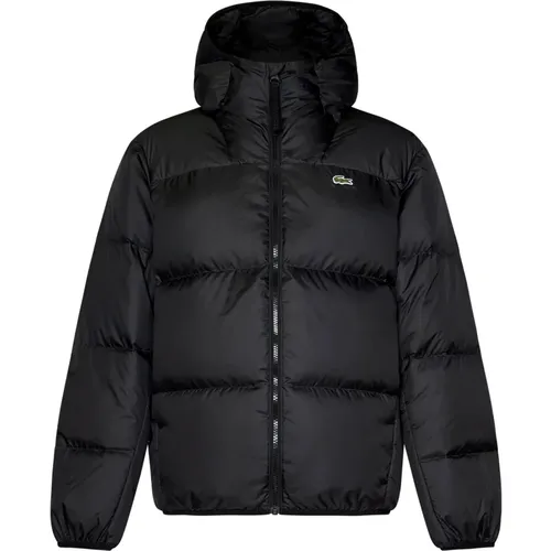 Schwarze Daunenjacke mit Kapuze , Herren, Größe: 2XL - Lacoste - Modalova