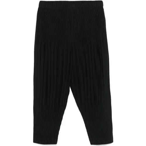 Schwarze Plissé Tapered Hose , Herren, Größe: L - Issey Miyake - Modalova