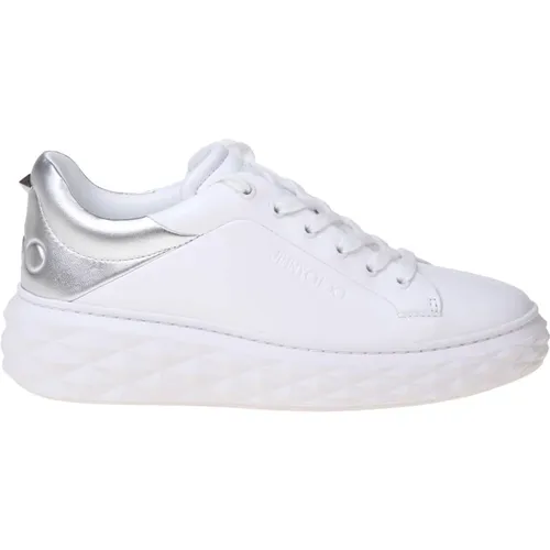 Weiße/Silberne Ledersneakers , Damen, Größe: 40 EU - Jimmy Choo - Modalova