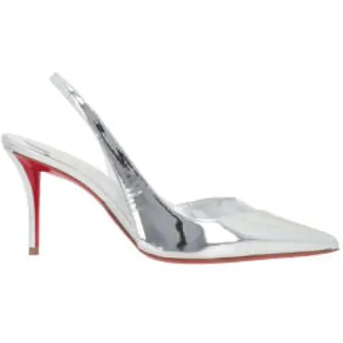 Silver Laminated Heel Sandals , female, Sizes: 3 1/2 UK - Christian Louboutin - Modalova