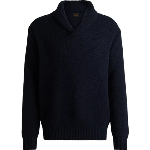 Blauer Lässiger Shawl-Kragen Pullover , Herren, Größe: L - Hugo Boss - Modalova