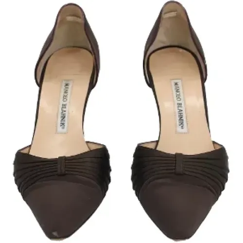 Pre-owned Satin heels , female, Sizes: 4 1/2 UK - Manolo Blahnik Pre-owned - Modalova