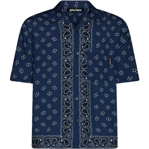 Paisley Print Classic Collar Shirt , male, Sizes: M, L - Palm Angels - Modalova