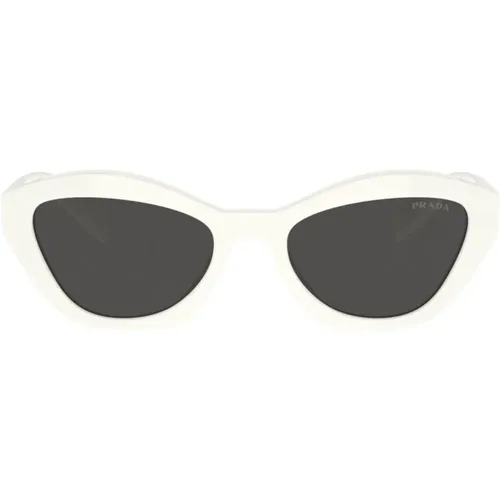 Cateye Acetate Sunglasses in with Grey Lenses , female, Sizes: 52 MM - Prada - Modalova