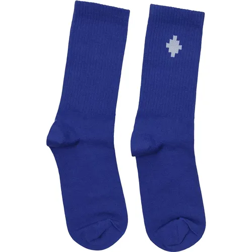 Blaue und weiße Mid-High Socken , Herren, Größe: L - Marcelo Burlon - Modalova