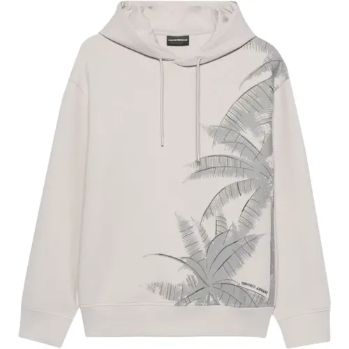 Grey Sweater with Palm Tree Motif , male, Sizes: 2XL - Emporio Armani - Modalova