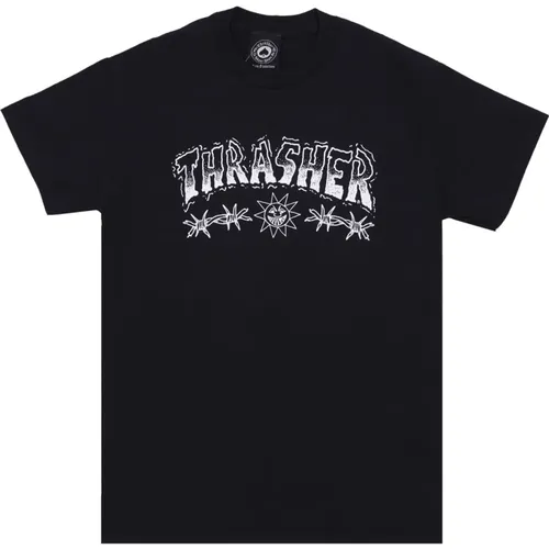 Schwarzes Barbed Wire Tee Kurzarm , unisex, Größe: XL - Thrasher - Modalova