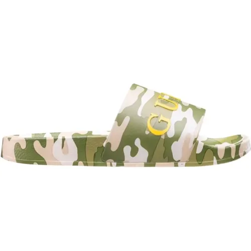 Camouflage-Print Flache Schuhe , Herren, Größe: 41 EU - Guess - Modalova