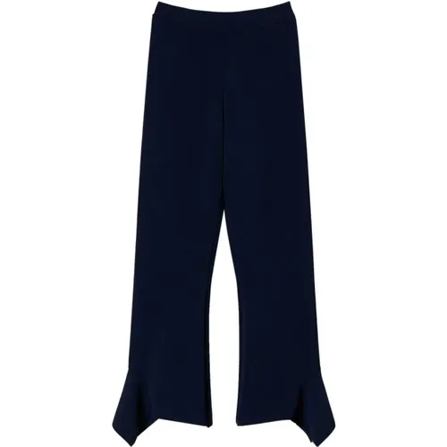 Blaue Gerüschte Gekürzte Hose , Damen, Größe: M - Twinset - Modalova