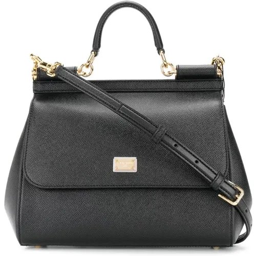 Leather Medium Sicily Shoulder Bag , female, Sizes: ONE SIZE - Dolce & Gabbana - Modalova
