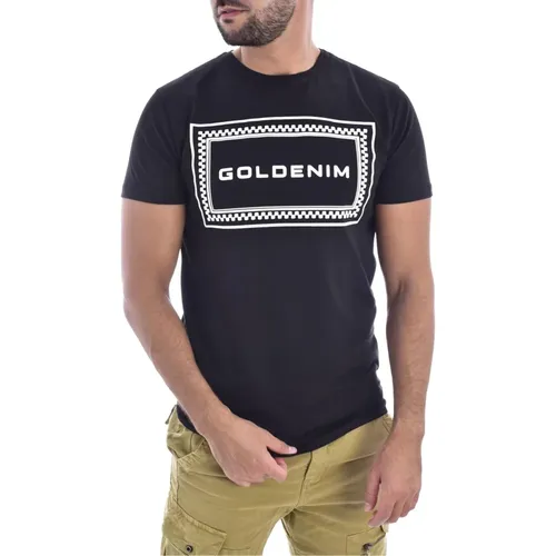 Bedrucktes T-Shirt - Schwarze Töne, Gerade Passform, Kurze Ärmel - Goldenim paris - Modalova