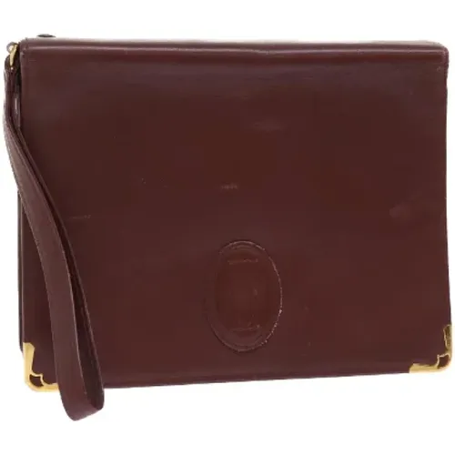 Burgundy Leather Clutch Bag , female, Sizes: ONE SIZE - Cartier Vintage - Modalova