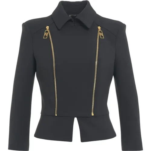 Schwarzer Peplum-Blazer Aw24 , Damen, Größe: L - Elisabetta Franchi - Modalova