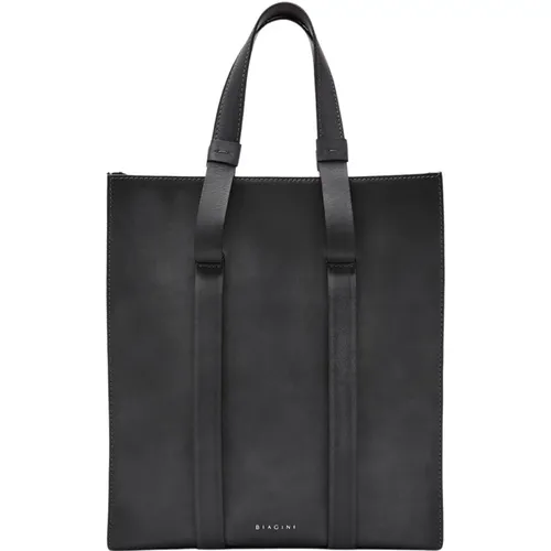 Schwarze Leder Shopper , Herren, Größe: ONE Size - Biagini - Modalova