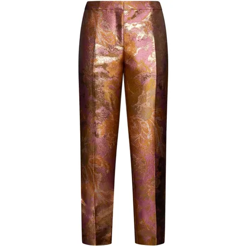 Floral Jacquard Cropped Cotton Trousers , female, Sizes: L - Dries Van Noten - Modalova