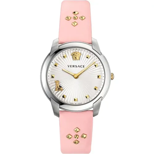 Audrey V. Pink Leder Silber Uhr - Versace - Modalova