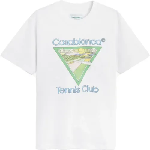 Tennis Club Icon Weißes T-Shirt , Herren, Größe: L - Casablanca - Modalova